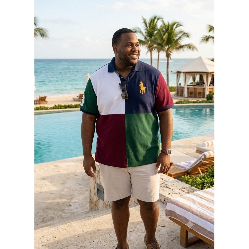 Polo Ralph Lauren Mens 3XL Colorblock Big Pony #3 Polo Shirt Preppy Classic